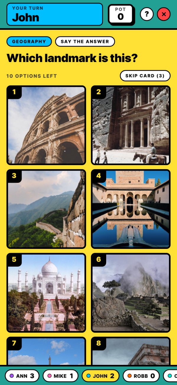 A photo card: ten monuments to name.
